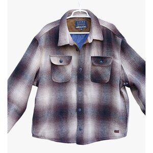 Jachs New York Mens XXL Plaid Button Up Shirt Jacket Brown Tan Shacket Lined